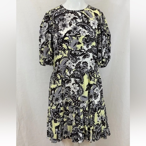 Ted Baker Paisley Mini Puff Sleeve Dress 100% Silk made in England - Picture 7 of 12